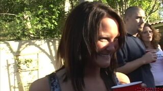 College girl Daisy Marie goes slutty with her girlfriends at frat party - porn video