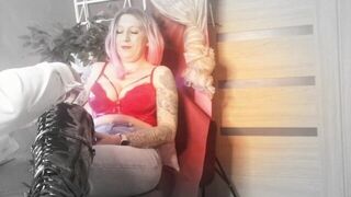 Lady Angela submissive lacing my thing high boots femdom - porn video